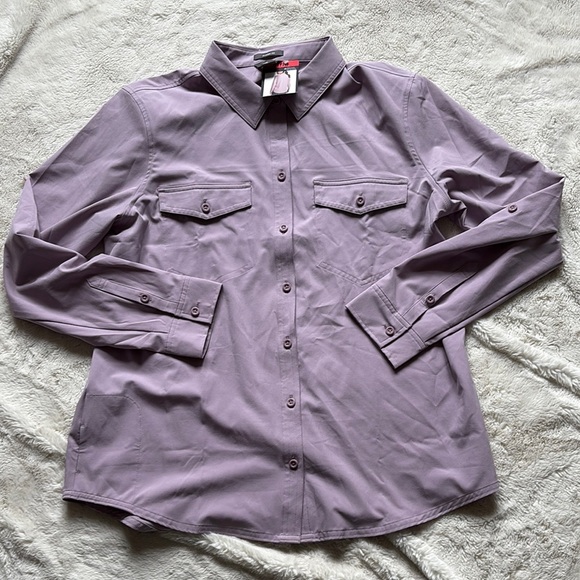 Eddie Bauer Women’s Guide Shirt - Long Sleeve Button Down Lavender- Size M - Picture 1 of 7